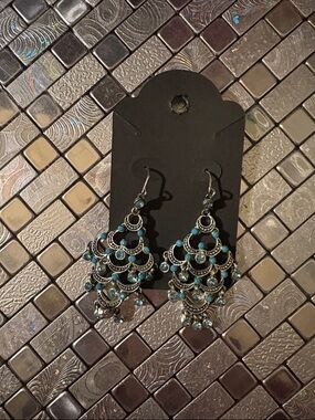 Boho Teardrop Dangle Earrings in Turquoise - Unbranded